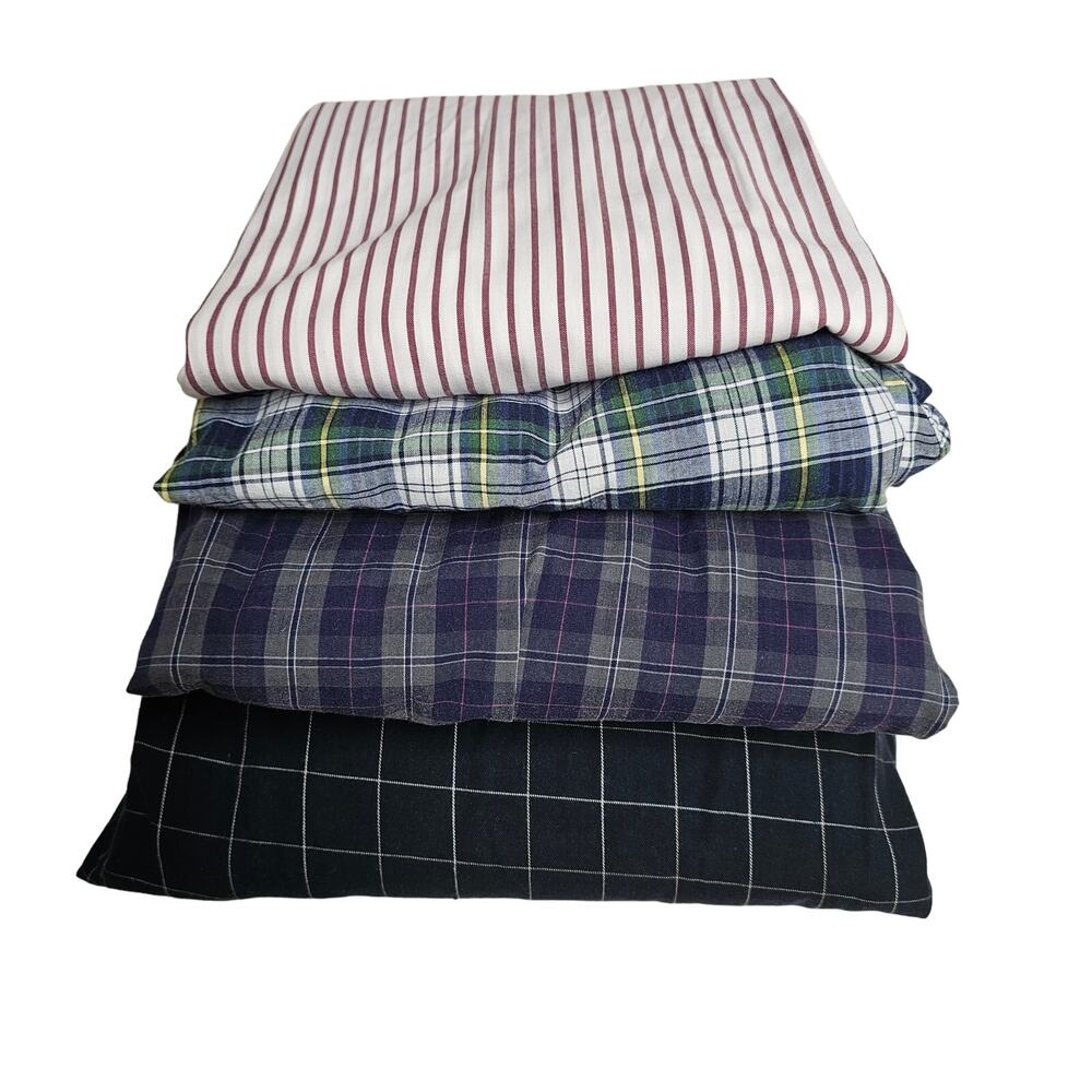 Andhurst Plaid Long Sleeve Button Down Shirt 4 Pieces Sets Black Men's Size L/XL